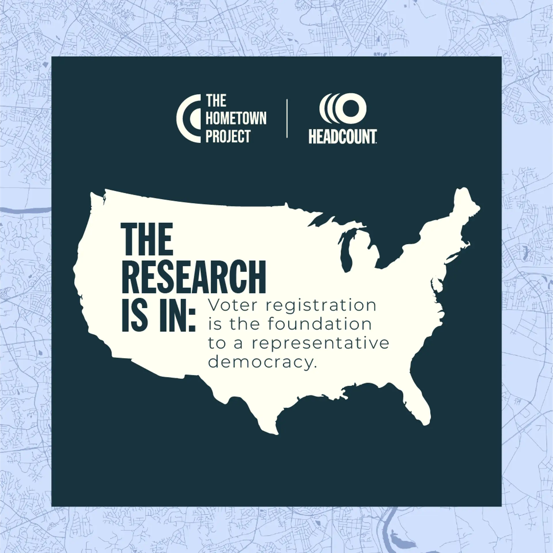 The Hometown Project x HeadCount voter registration report graphic