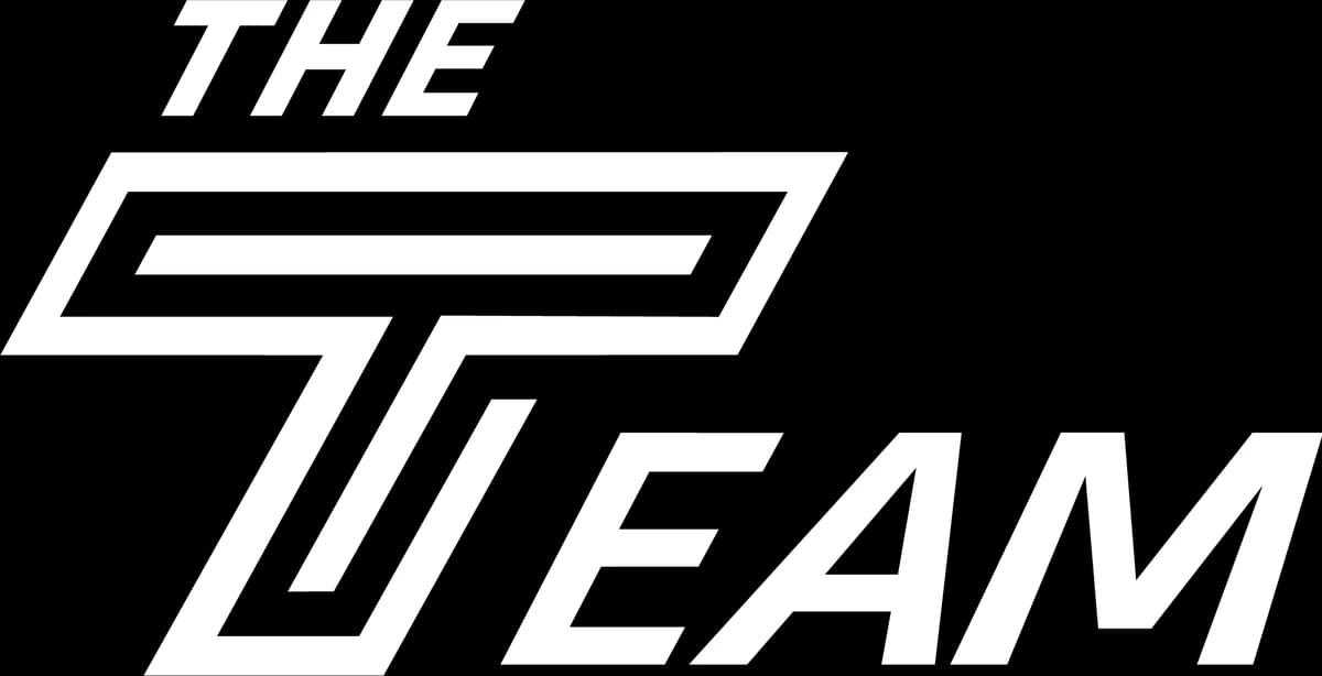 Graphic logo that reads "The Team"