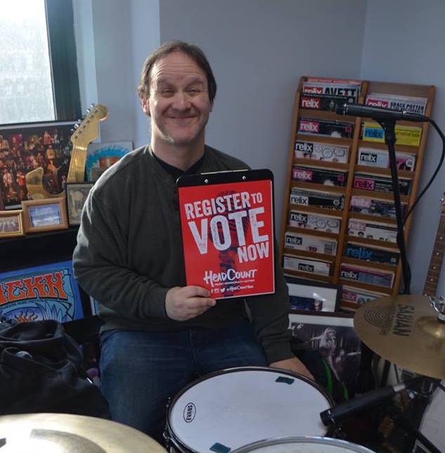 I was in the HeadCount office for all of 30 mins before I was in a meeting with Jon Fishman the drummer of PHISH. We discussed Bernie, Voter Reg at Phish shows and Ben & Jerrys. Then he played the drums for us. Pretty freaking awesome to kick off 2016!